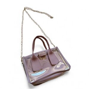 Chic Transparent Purple Kids mini Handbag Gold Chain Strap 7.5x5.5